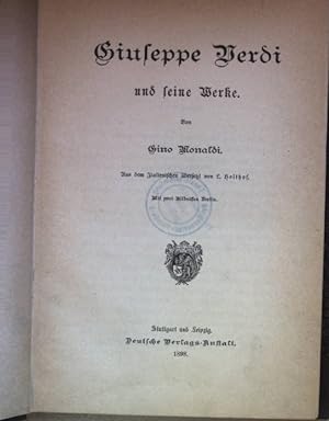 Bild des Verkufers fr Giuseppe Verdi und seine Werke. zum Verkauf von books4less (Versandantiquariat Petra Gros GmbH & Co. KG)