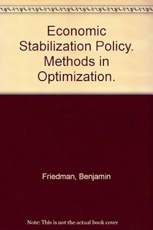 Bild des Verkufers fr Economic Stabilization Policy: Methods in Optimization zum Verkauf von NEPO UG