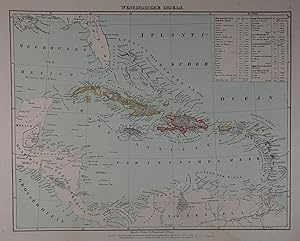 Bild des Verkufers fr Westindische Inseln. Grenzkolorierte, lithographierte Karte in zwei Farben aus "Vollstndiger Universal-Handatlas". Glogau, Carl Flemming ca 1853, 30 x 38,5 cm zum Verkauf von Antiquariat Johannes Mller