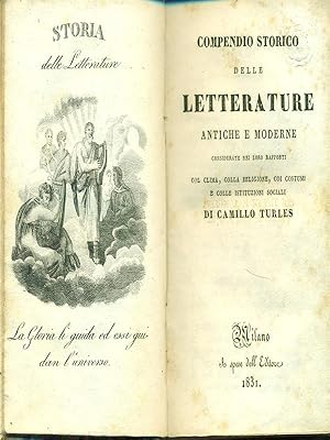 Bild des Verkufers fr Compendio storico delle letterature antiche e moderne zum Verkauf von Librodifaccia