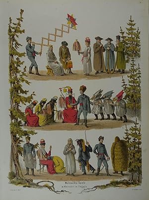 Weihnachts - Spiel in Oberufer in Ungarn. Farblithographie von H. Krabbes aus Faust "Poligrafisch...