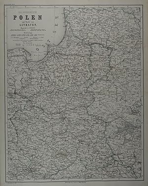 Das Königreich Polen und Theile von Lithauen. Grenzkolorierte Stahlstich-Karte nach Ernst Georg R...