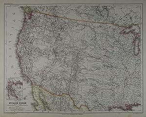 Verein - Staaten am Stillen Ocean. Grenzkolorierte Stahlstich-Karte von A. Plath nach Ernst Georg...