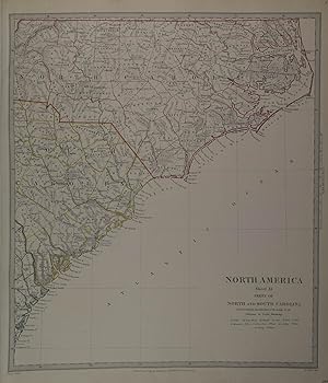 North America. Sheet XI. Parts of North and South Carolina. Grenzkolorierte Stahlstichkarte von J...