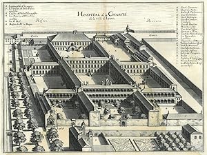 LYON. "Hospital de la Charité de la ville de Lyon". Vogelperspektive des Krankenhauskomplexes am ...