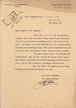 Typed letter signed from Dr. Alois Robert Böhm to G[ianni] Caproni.
