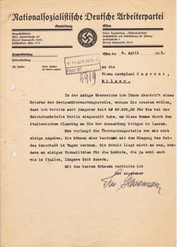 Typed letter signed from Theodore Gassman to Firma Aeroplani Caproni.