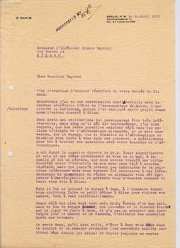 Typed Letter Signed from F. Rasch to Gianni Caproni.