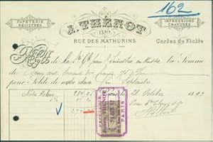 Receipt from Julien Thenot (13 Rue Des Mathurins, Paris) 21 October, 1897.