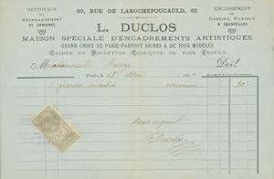 Receipt from L. Duclos (60 Rue De LaRochefoucauld, Paris) to Mlle. Passy, 18 Mai, 1897.