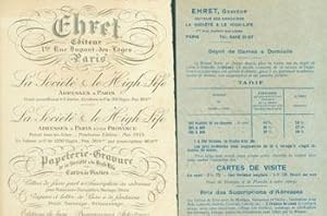 Business Brochures for Ehret, Graveur (1 bis Rue Dupont-Des-Loges, Paris).