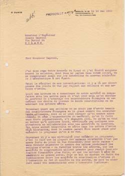 Typed Letter Signed from F. Rasch to Gianni Caproni.
