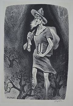 Johnny Appleseed. Signed lithograph.