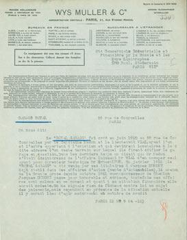 Receipt from Wys Muller & Cie (51 Rue Etienne-Marcel, Paris) to Societe Commerciale Industrielle ...