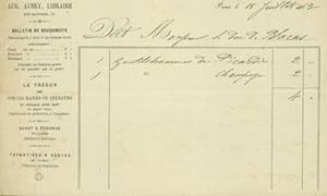 Receipt from Auguste Aubry, Libraire (16 Rue Dauphine, Paris) to M. Blacas, July 18, 1863.