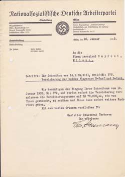 Typed Letter Signed from Theo Gassmann to the ?Firma Aeroplani Caproni.