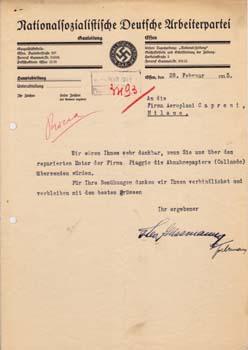 Typed Letter Signed from Theo Gassmann to Firma Aeroplani Caproni.