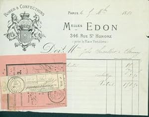 Receipt from Melles Edon (346 Rue St. Honore, Paris) to Jules Chevallier (Clamecy, France), Dec. ...