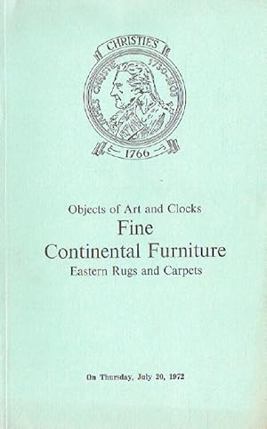 Christies July 1972 Objects of Art & Clocks, Fine Continental Furniture, Eastern