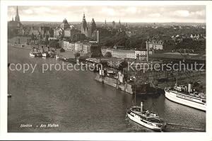 Postkarte Carte Postale Stettin Westpommern Hafen Fliegeraufnahme