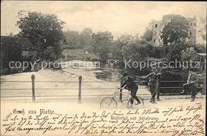 Postkarte Carte Postale Plathe Westpommern Wasserfall und Schlossruine