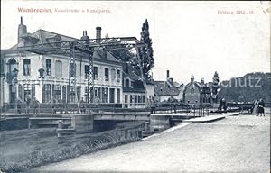 Postkarte Carte Postale Wambrechies Kanalbrücke und Kanalpartie 1. Weltkrieg Feldzug 1914-15