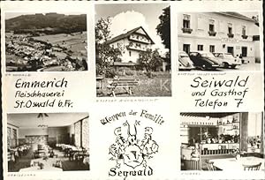 Postkarte Carte Postale St Oswald bei Freistadt Ortsblick Emmerich Seiwald Fleischhauerei und Gas...