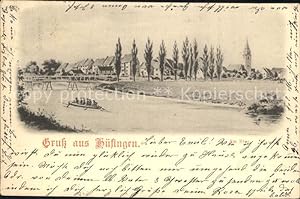 Postkarte Carte Postale Hüfingen Kirche Boot Brücke