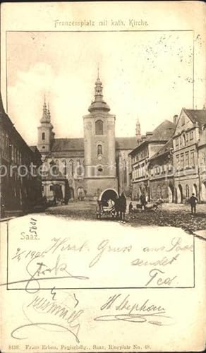 Postkarte Carte Postale Saaz Tschechien Franzensplatz mit Kirche