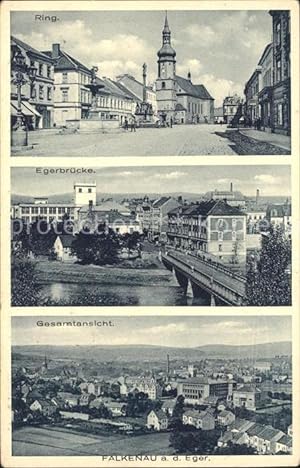 Postkarte Carte Postale Falkenau Eger Sokolov Ring Egerbrücke Gesamtansicht
