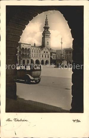 Postkarte Carte Postale Neutitschein Tschechien Masarykplatz Rathaus Kirche Brunnen