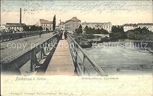 Postkarte Carte Postale Falkenau Eger Sokolov Bahnhofstrasse Egerbrücke