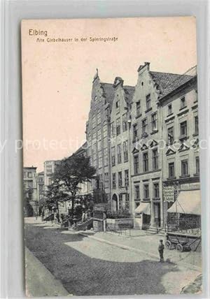 Postkarte Carte Postale Elbing Elblag Giebelhäuser in Spieringstrasse