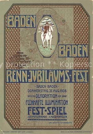 Postkarte Carte Postale Baden-Baden Renn-Jubiläums-Fest