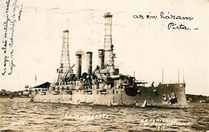 Postkarte Carte Postale Schiffe Ships Navires US Marine USS Minnesota Philadelphia Harbour Kreuzer