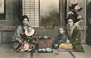 Postkarte Carte Postale Japan Mütter mit Kindern beim Tee