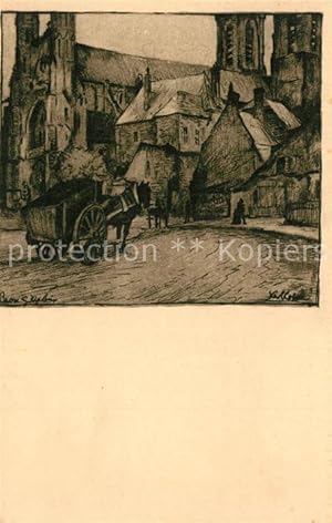 Bild des Verkufers fr Postkarte Carte Postale Laon Aisne Sankt Martin Zeichnung Karl Lotze zum Verkauf von Versandhandel Boeger