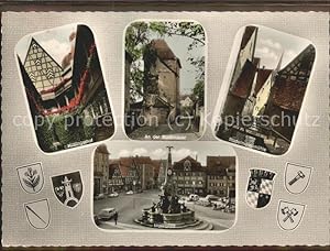 Postkarte Carte Postale Schwabach Altstadt Stadtmauer Marktplatz Stadelmannsmühle Wappen
