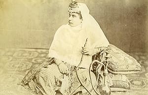 Turkey Constantinople? Young Lady Smoking Hookah Narguile Old Photo 1870