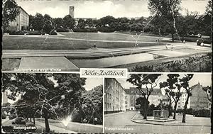 Postkarte Carte Postale Zollstock Schulpark ev Kirche Rosengarten Theophanoplatz