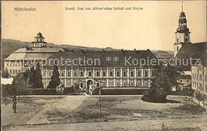 Postkarte Carte Postale Mittelwalde Exzell. Graf Althansches Schloß Kirche