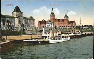 Postkarte Carte Postale Stettin Westpommern Hakenterrasse Dampfer
