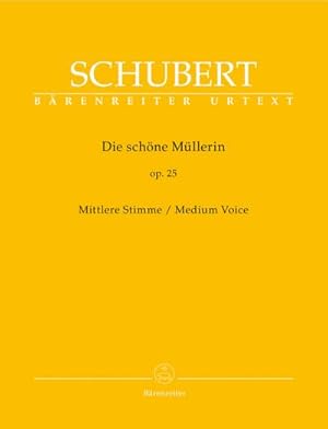 Immagine del venditore per Die schne Mllerin op.25, Lieder, Mittlere Stimme und Klavier, Singpartitur : Vorwort von Walther Drr ber Entstehungsgeschichte und Quellenlage. Texte deutsch-englisch venduto da AHA-BUCH GmbH