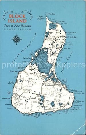 Postkarte Carte Postale Rhode Island US-State Block Island Town of New Shoreham Inselkarte