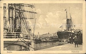 Postkarte Carte Postale Stettin Westpommern Hafen