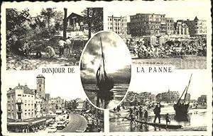 Postkarte Carte Postale La Panne Teilansichten Hafenpartie Strand
