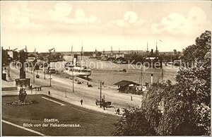 Postkarte Carte Postale Stettin Westpommern Blick von der Hakenterrasse Oder Dampfer