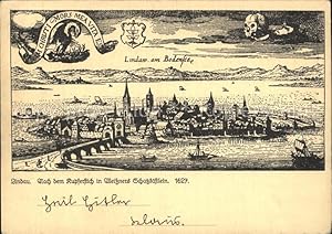 Bild des Verkufers fr Postkarte Carte Postale Lindau Bodensee nach Kupferstich in Meissners Schatzkstlein 1627 Knstlerkarte zum Verkauf von Versandhandel Boeger