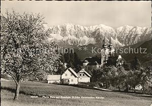 Postkarte Carte Postale Maria Rain Kärnten mit Koschuta Karawanken Baumblüte Kirche