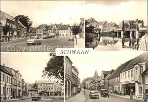 Postkarte Carte Postale Schwaan Markt Warnow Pferdemarkt August Bebel Straße